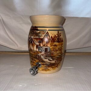 Vintage Marshall Pottery 2 Gallon Water  Spouter Dispenser Artist Signed No Top